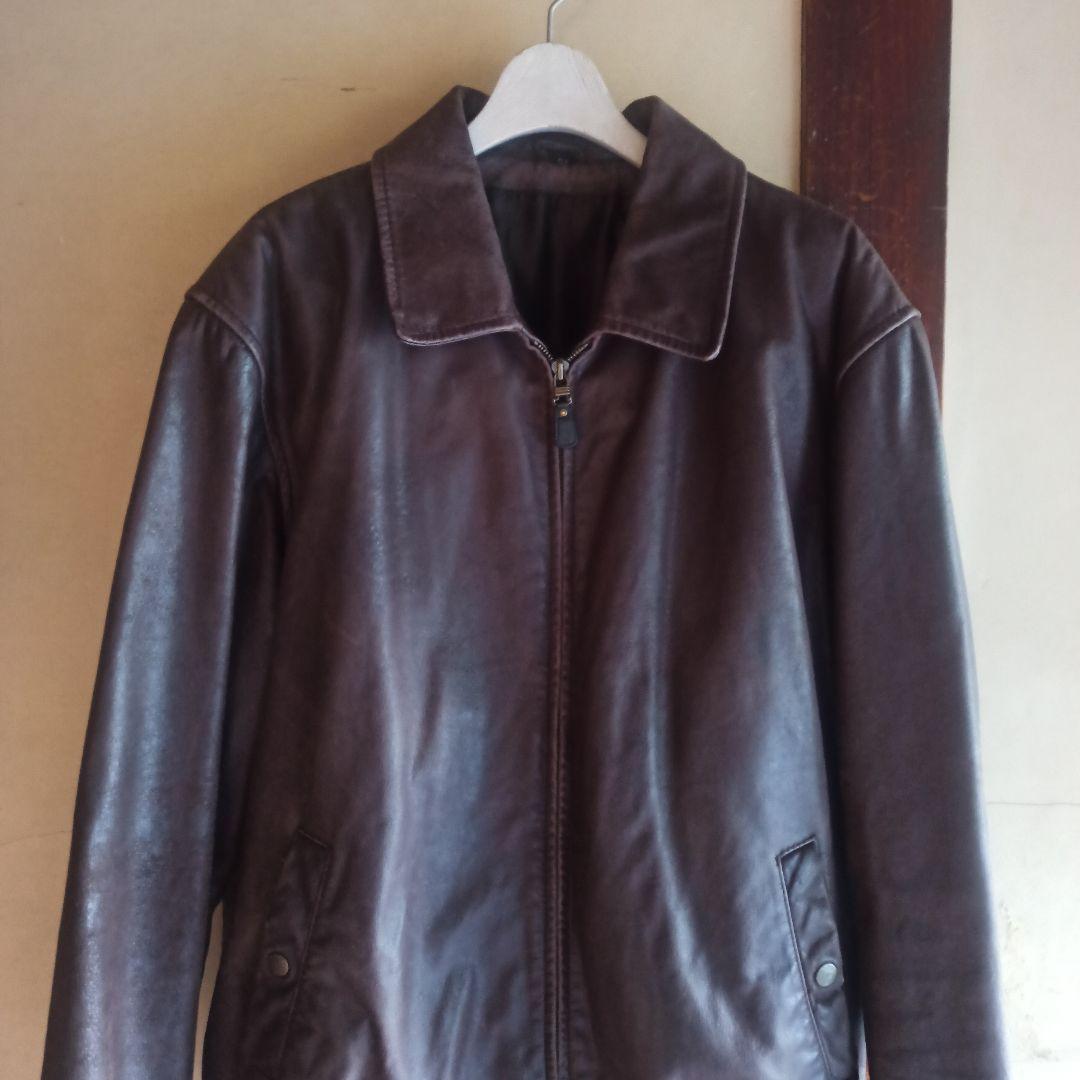 ジャケット・アウター OLD leather zip jkt brown