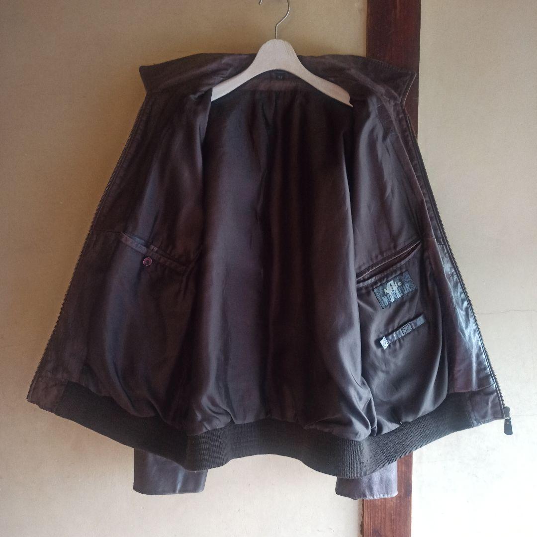 ジャケット・アウター OLD leather zip jkt brown