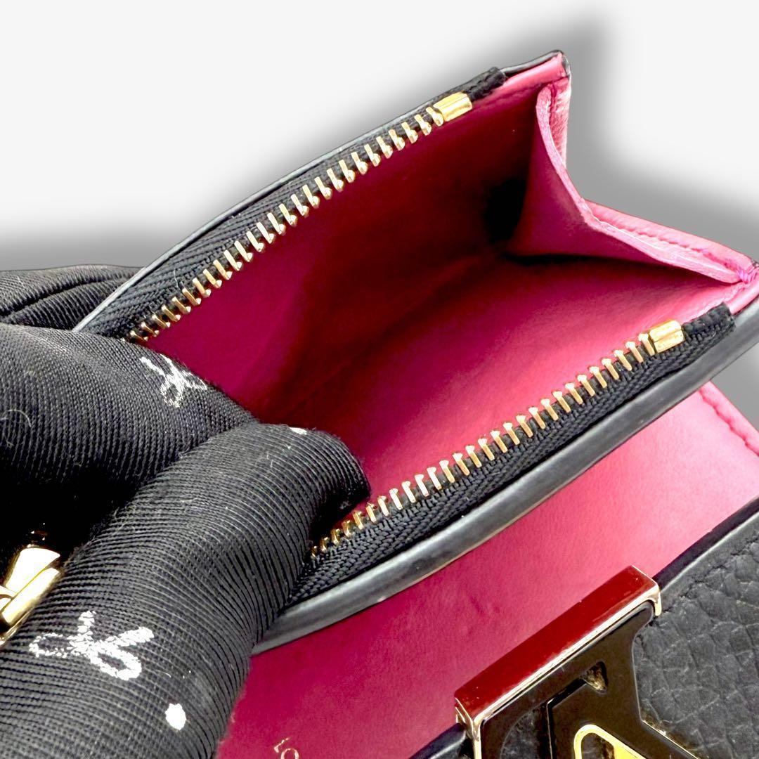 【美品】ルイヴィトン 財布　カプシーヌ XS ブラック コンパクト財布　三つ折り