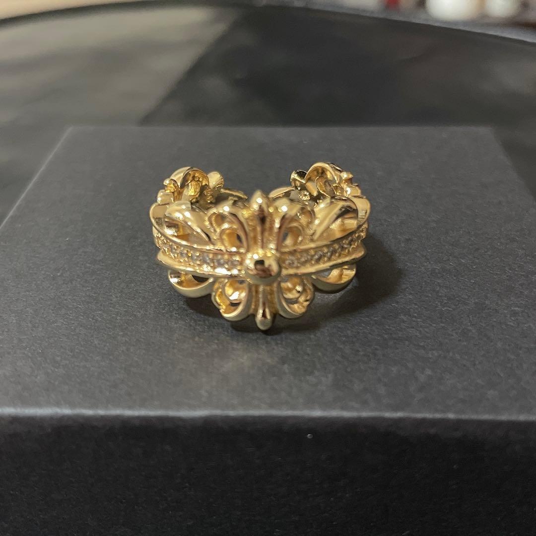 ノーブランド フローラルリング 指輪 クロス ２２ｋ加工 シルバー９２５ １７号