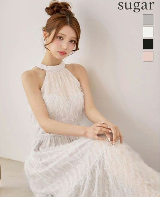 DEA. by ROBE de FLEURS/フリンジジャガードドレス　Sサイズ