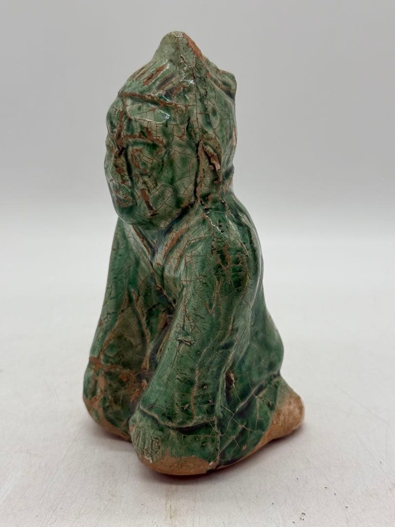 中国　緑釉胡人俑　漢緑釉　高さ約12.6cm 送料込み251022