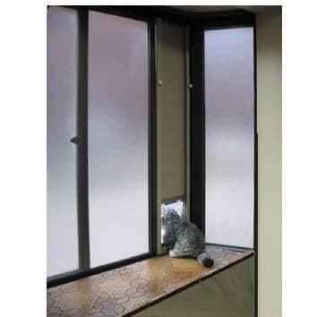 国産工事不要サッシ取付用パネルキャットドアS ホワイト 猫ドア