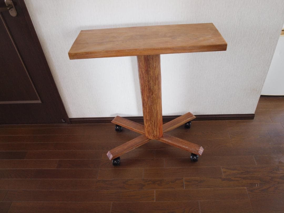 カフェテーブル　サイドテーブル　70x40x高79cm　キャスター付き　北山杉