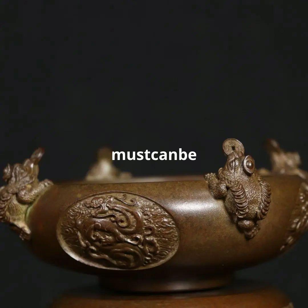 銅器 香炉 四神獣四方来財聚宝盆香炉 仏堂供養炉 装飾品 工芸品 置物