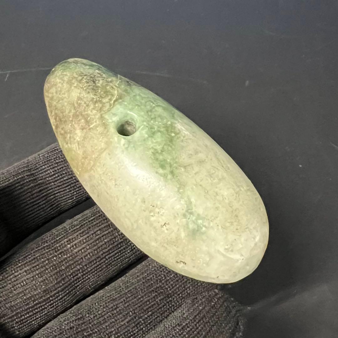 ◎縄文 本翡翠 大珠 呪術具◎ 祭祀具 硬玉 重量143g ◎ 古美術 庵々