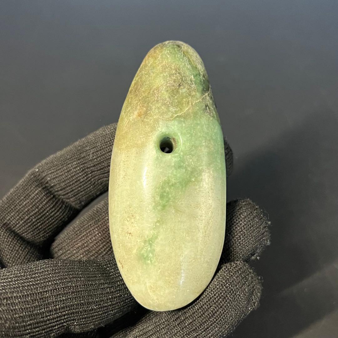 ◎縄文 本翡翠 大珠 呪術具◎ 祭祀具 硬玉 重量143g ◎ 古美術 庵々