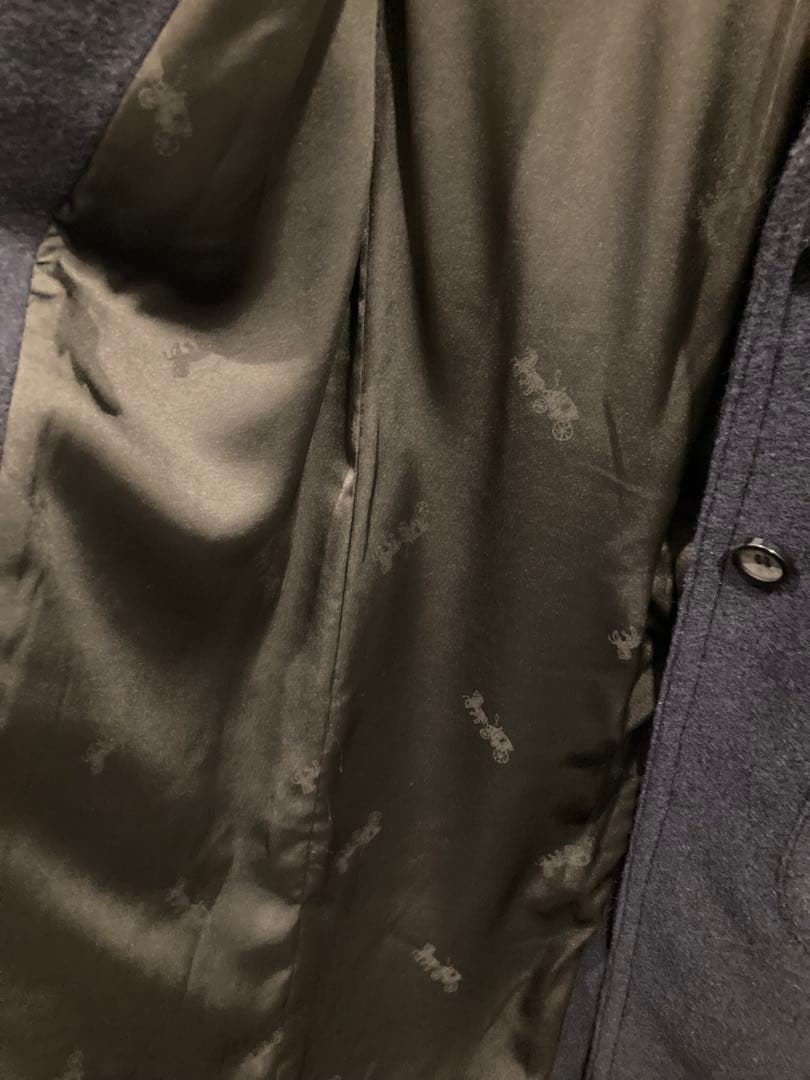COACH ネイビー　がま口　チェスターコート S