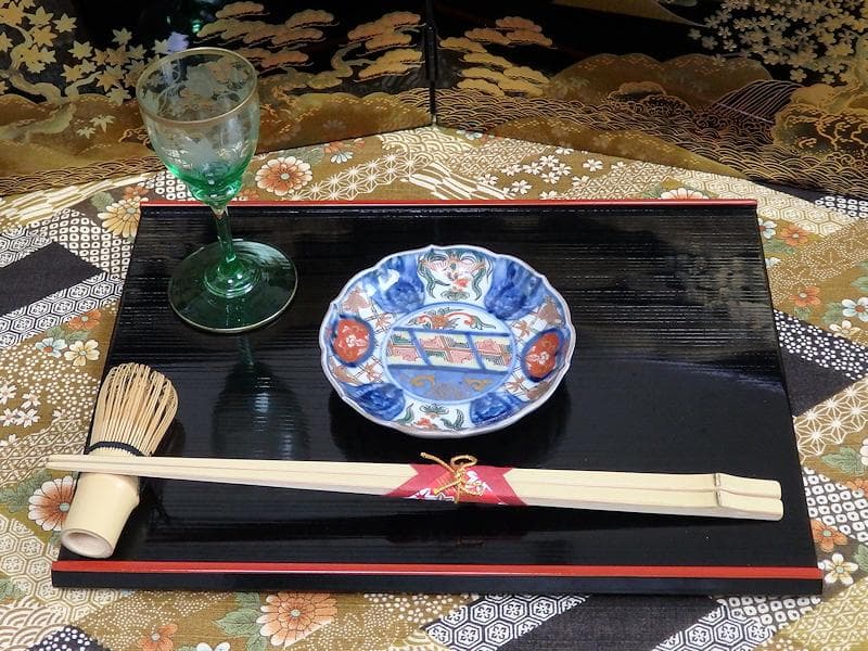 大聖寺伊万里　金襴手　竹笹に雀　桐に鳳凰の図　豆皿　AS-fbcj