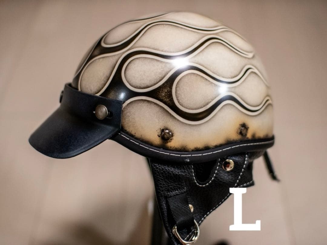 L 新品未使用　ポリヘル　ポリス　ヘルメット アイボリーエイジング黒フレア