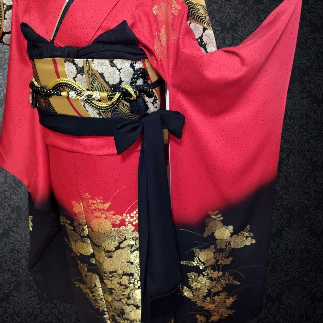 振袖フルセット(8点)・成人式・古典柄・寿光織・モダン