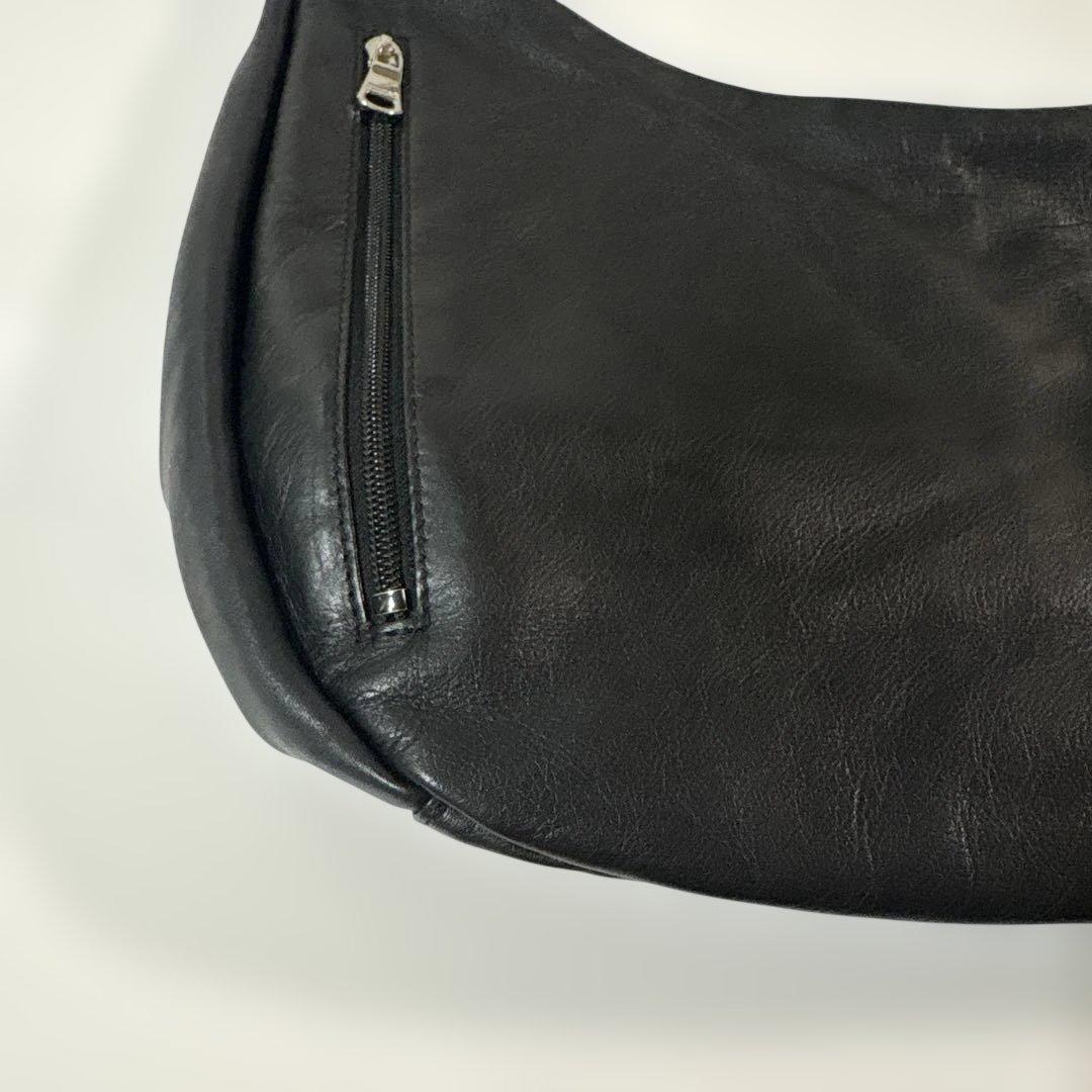 超美品ラシット今期A4入るソフトレザーラウンドビッグショルダーバッグ金具シルバー