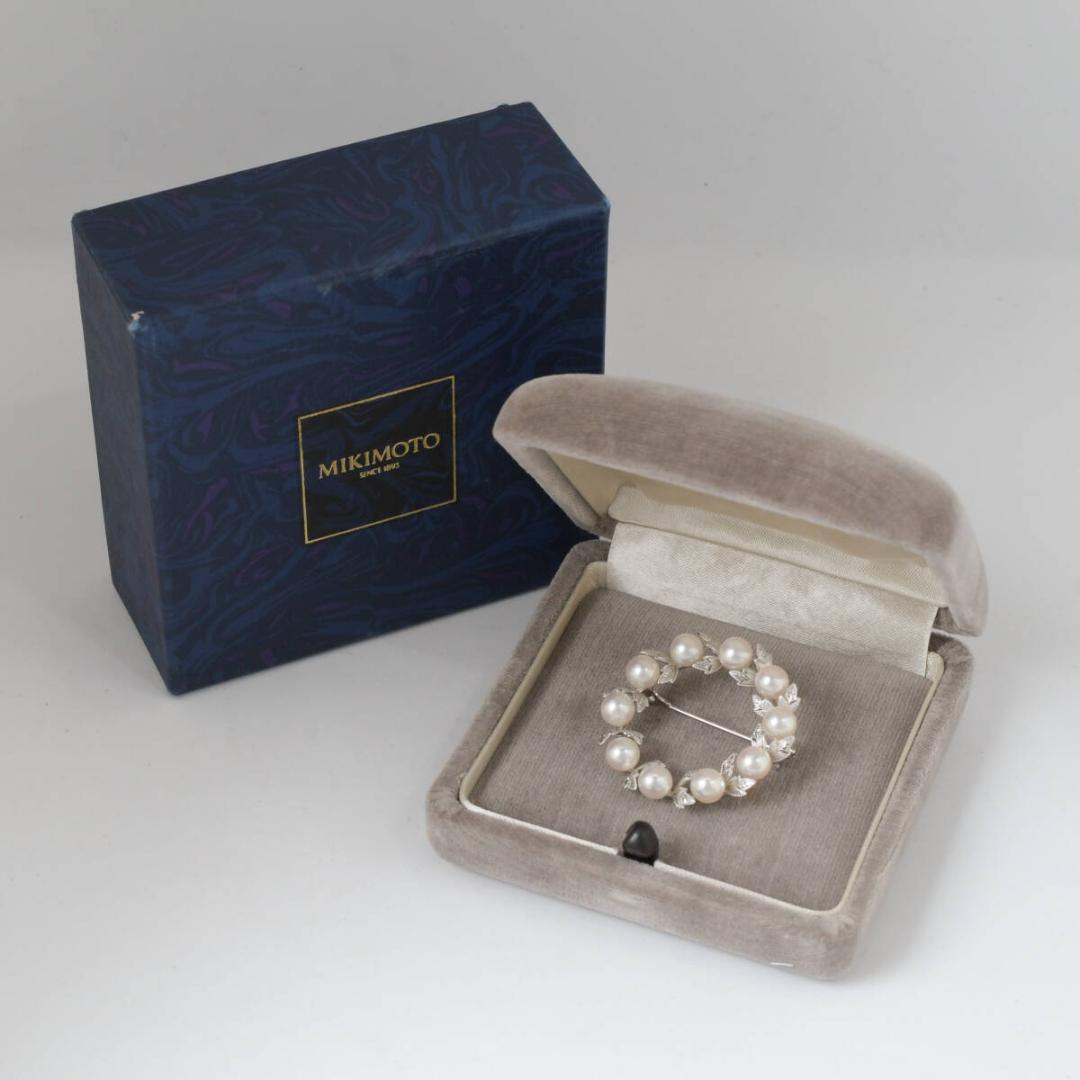 MIKIMOTO 10P パール ベビーパール 真珠 ブローチ 月桂樹