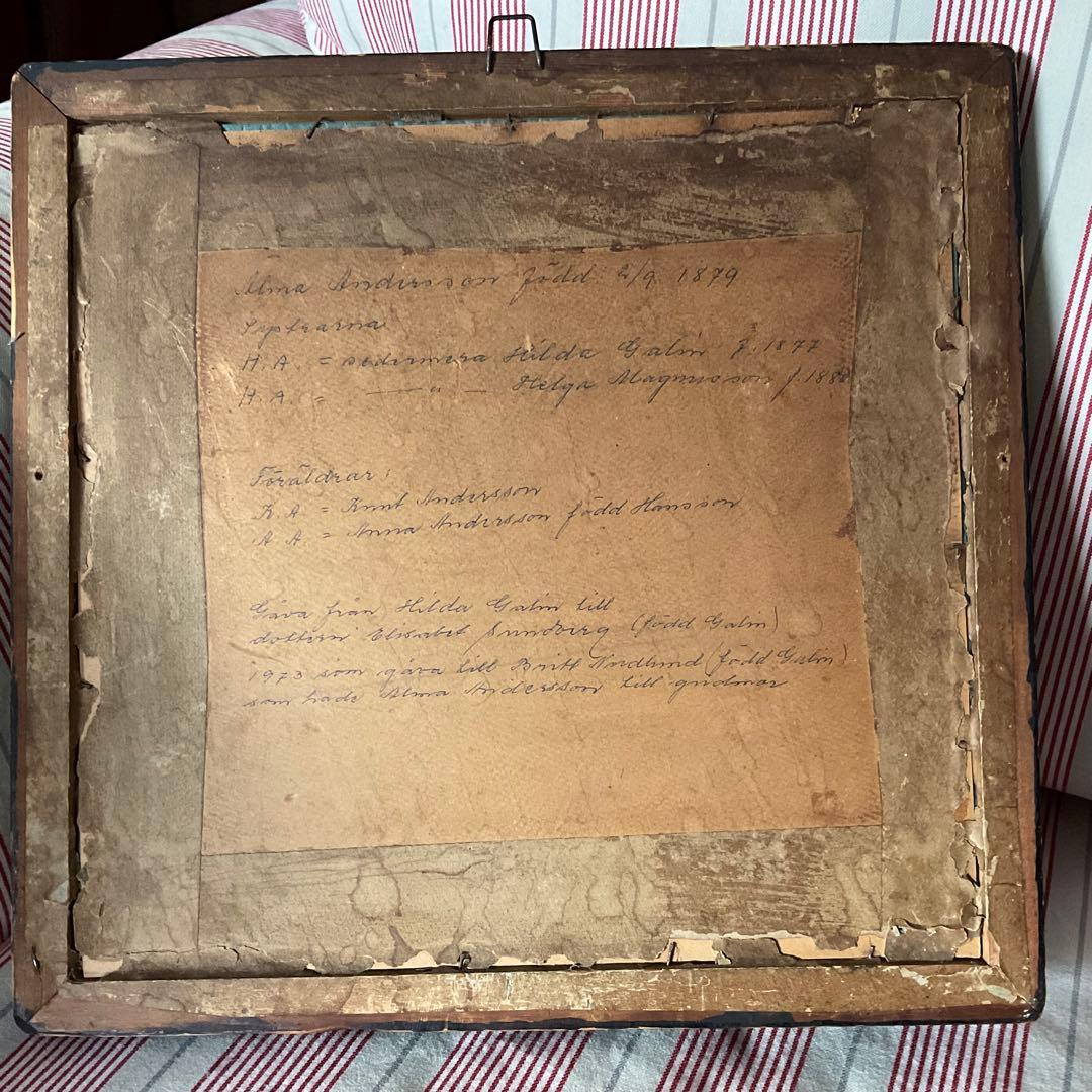 刺繍 フランス アンティーク サンプラー フレーム 1891年 ガラス入り 額装