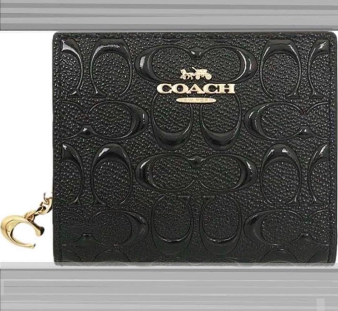 コーチ ミニ財布 二つ折り キーホルダー COACH エンボスシグネチャー