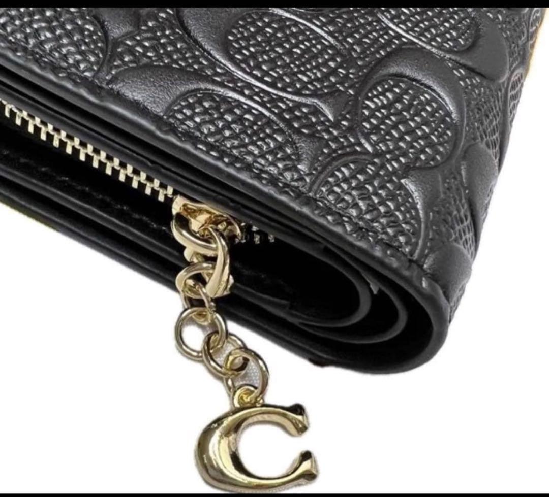 コーチ ミニ財布 二つ折り キーホルダー COACH エンボスシグネチャー