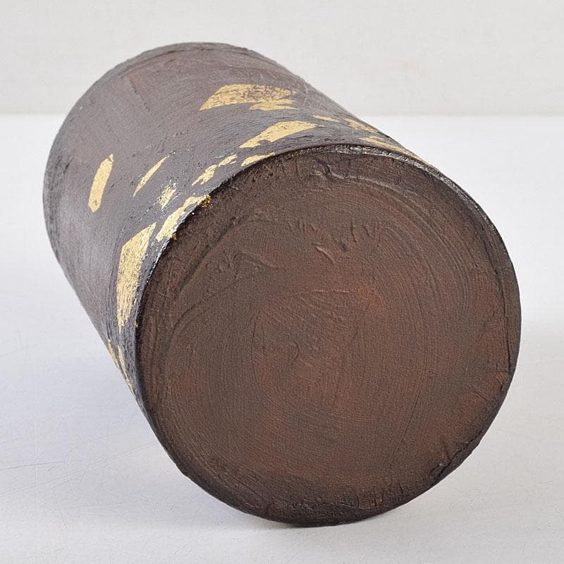 茶道具　漆芸家　難波仁斎作　金蒔絵　花入　掛花入　共箱　C　R9505