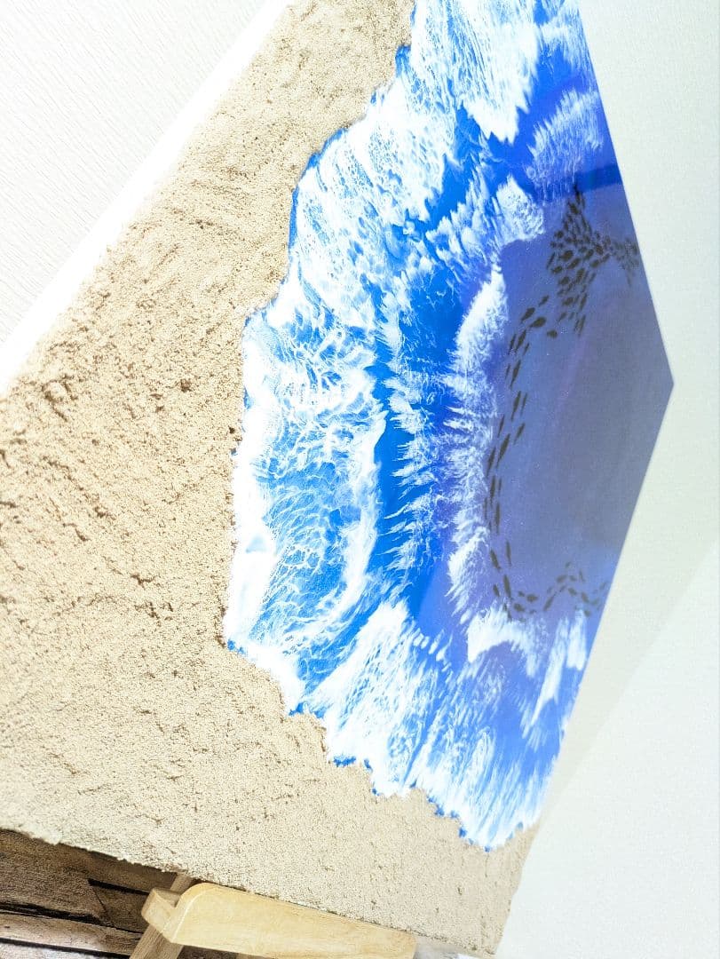 海の抽象画 アクリル画 正方形