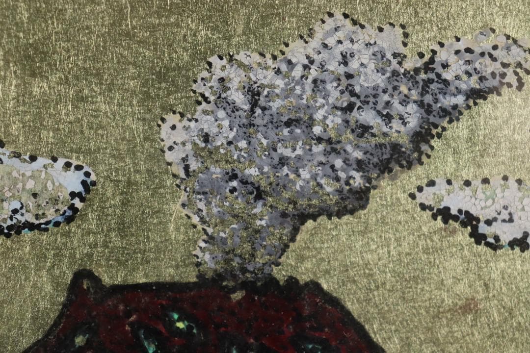 山下清 「桜島」 ペン画 1963年 彩色 色紙額装 模写