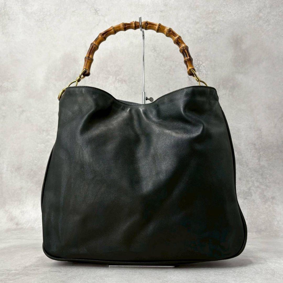 GUCCI グッチ バンブー 2wayハンドバッグ ショルダー レザー ブラック
