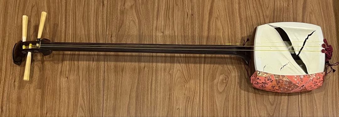 三味線 細棹 金細 綾杉彫り