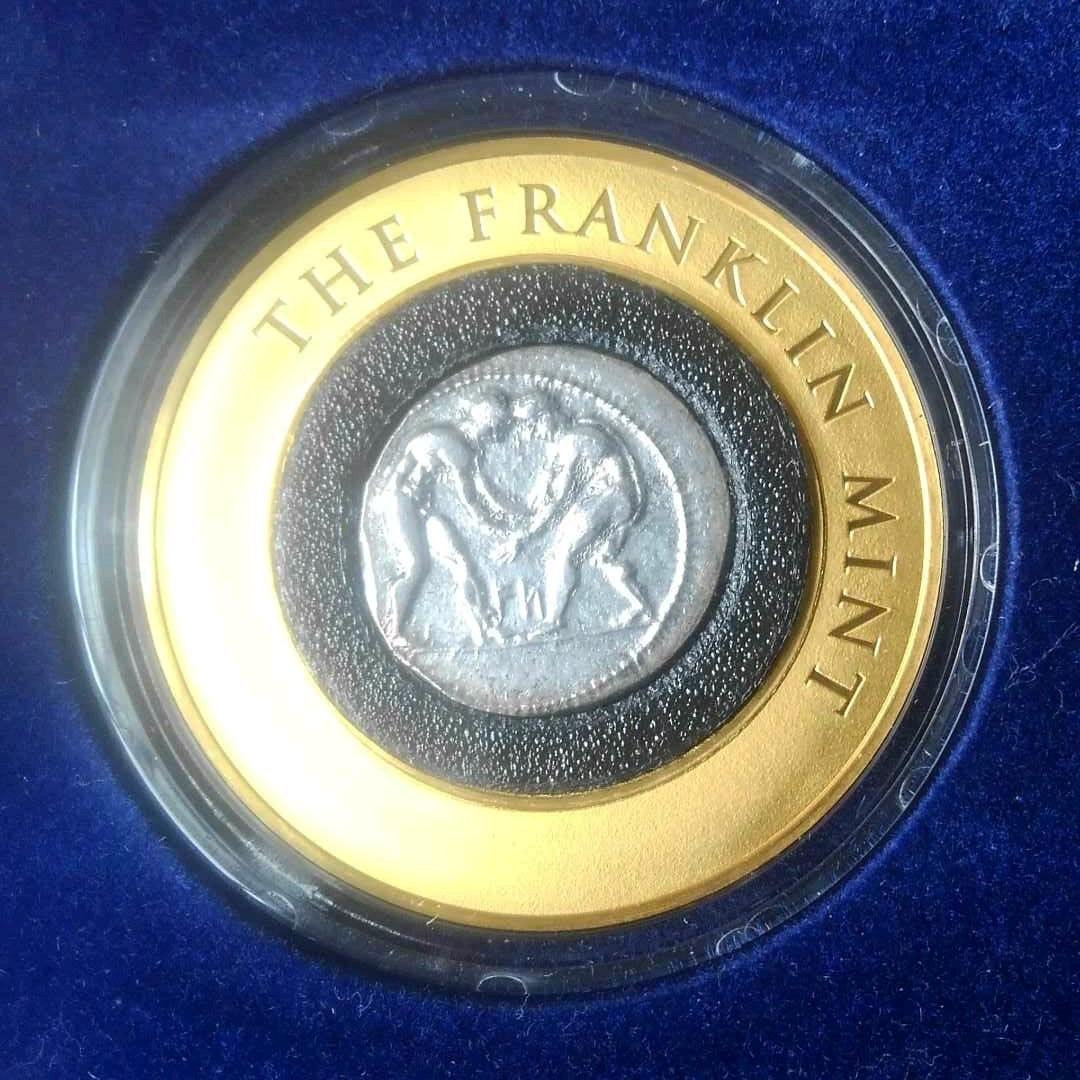 本物保証　初めてのオリンピック銀貨　フランクリンミント　　骨董