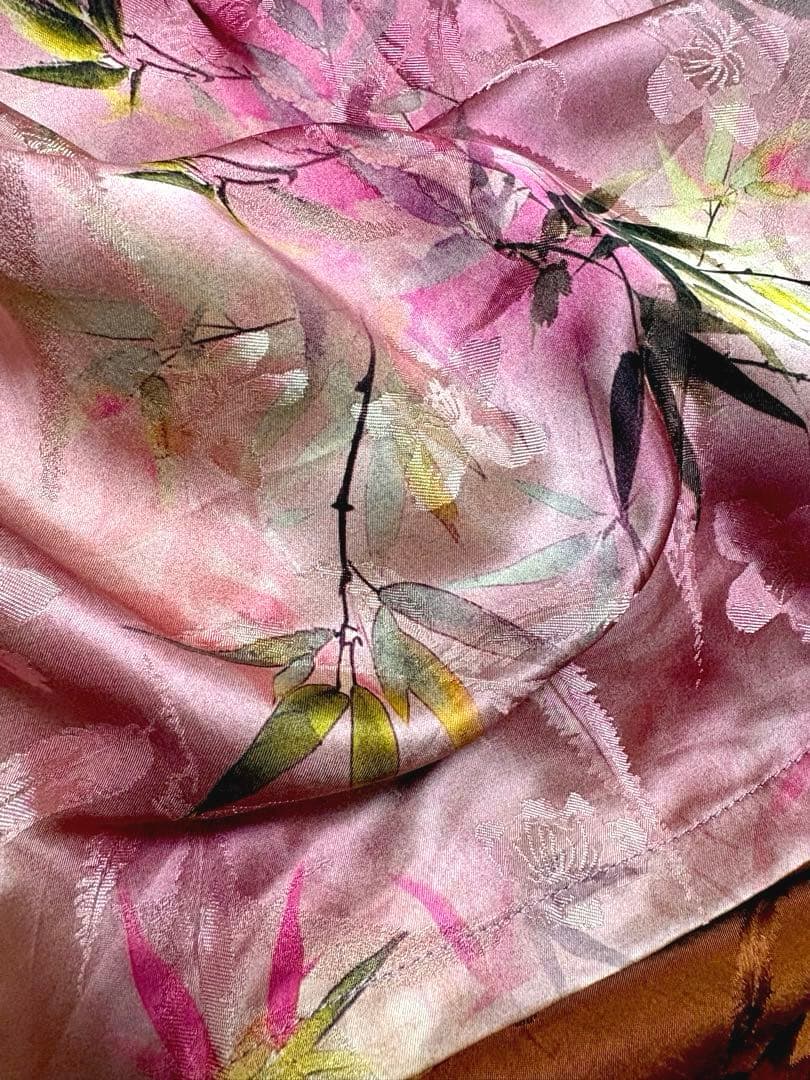 【桃色ワカメページ】ジャカード シルク チャイナドレス ロングワンピース