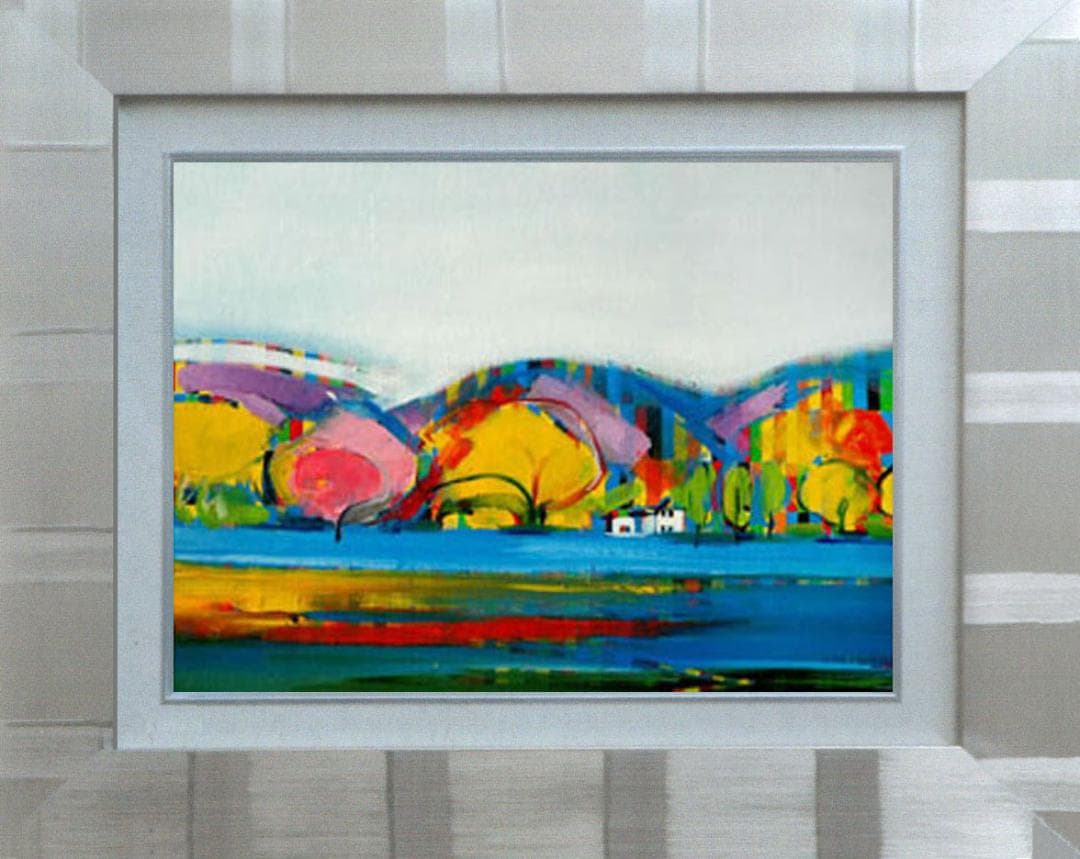 油絵 菅家令子 絵 絵画 インテリア uF6-081811 風景 秋の紅葉