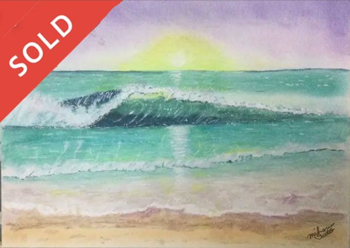 癒しの絵　パステル画　水彩画　海