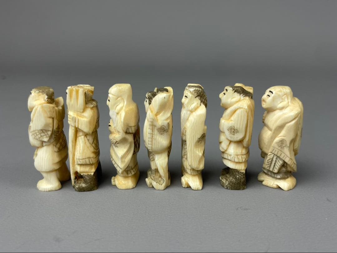 極上 七福神 彫刻 縁起物 置物 アンティーク 古美術