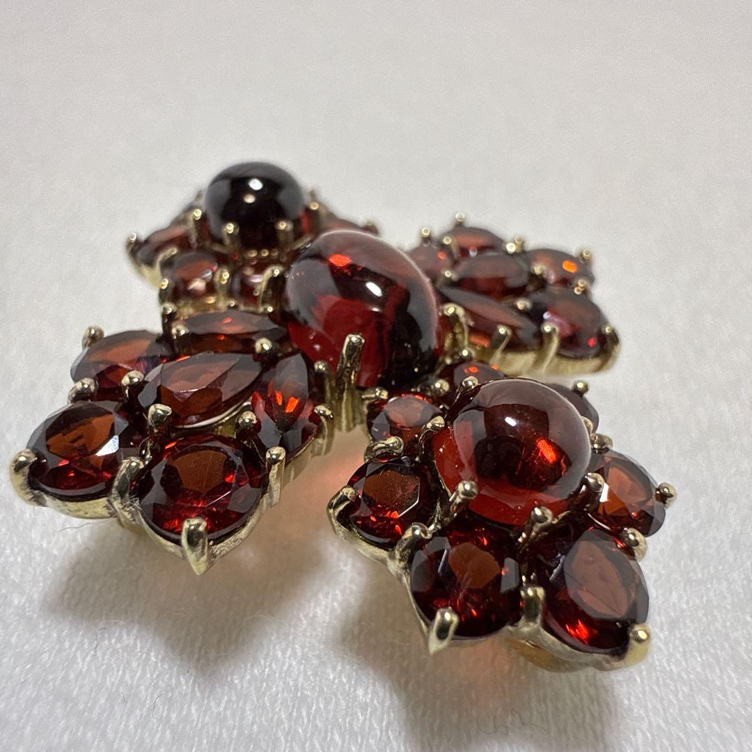 ロクザン SILVER925 ゴールドカラー ガーネット ペンダント ブローチ