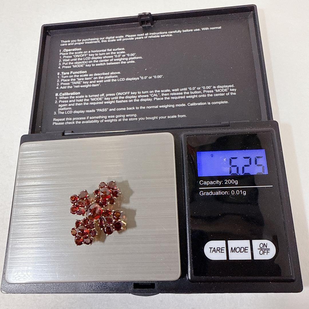 ロクザン SILVER925 ゴールドカラー ガーネット ペンダント ブローチ