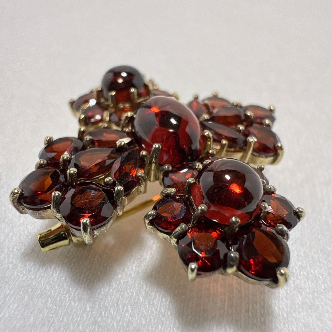 ロクザン SILVER925 ゴールドカラー ガーネット ペンダント ブローチ