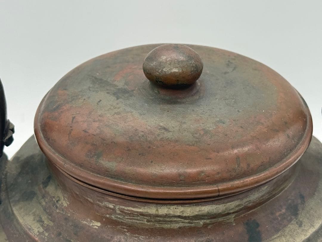 時代　銅製　水注　平寿堂製　鎚起葡萄紋　約2kg 茶道具　送料込み251219