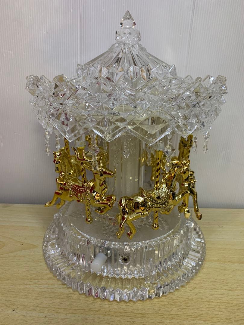 さくら【中古HARMONIERハルモニアアクリルLEDカルーセルオルゴール