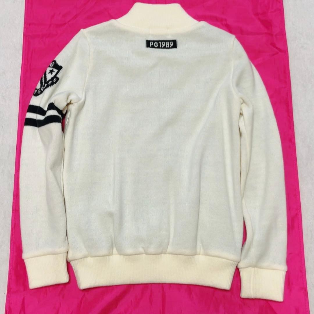 極美品　パーリーゲイツ　ドライバーズニット　ニットジャケット　裏地付　防風　白