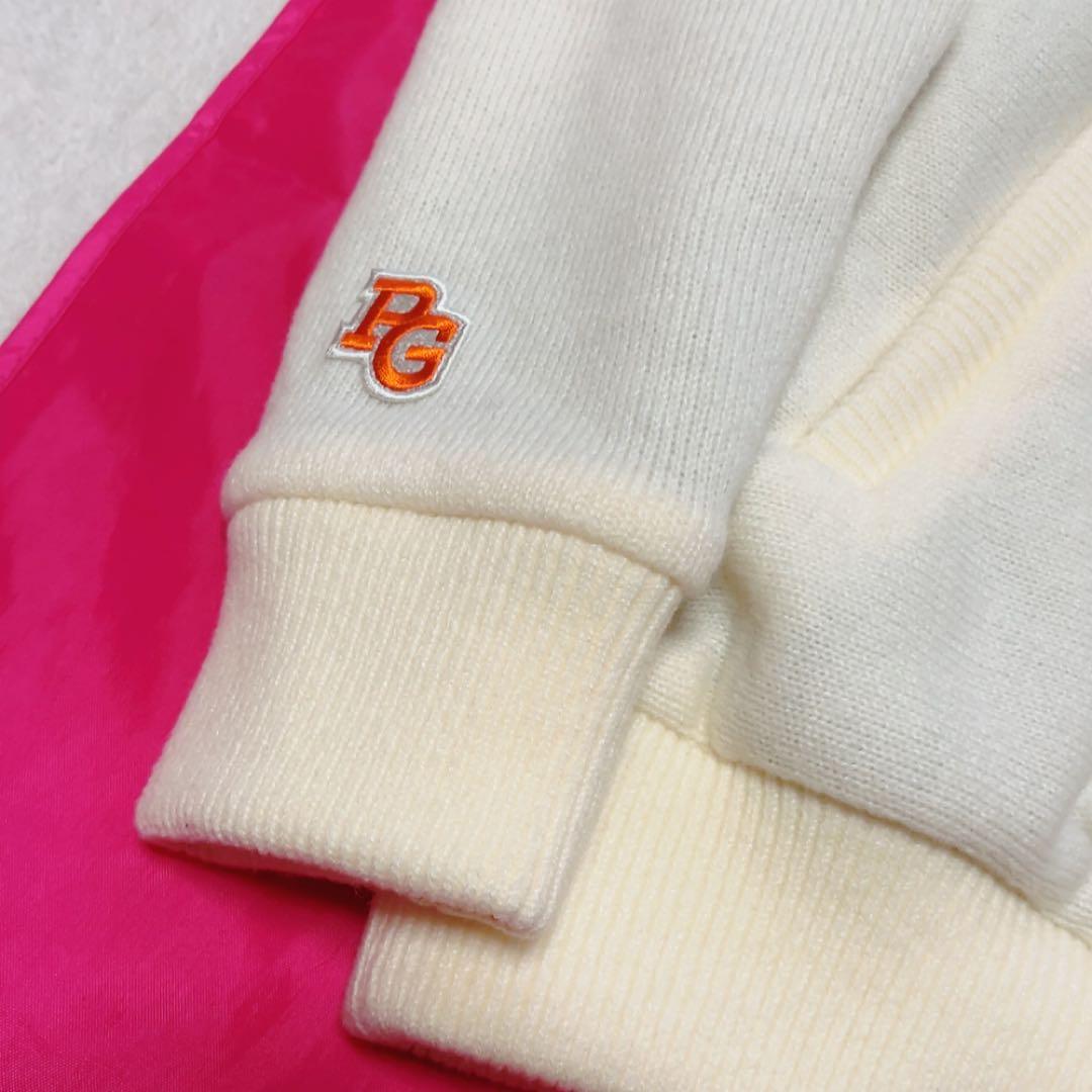 極美品　パーリーゲイツ　ドライバーズニット　ニットジャケット　裏地付　防風　白