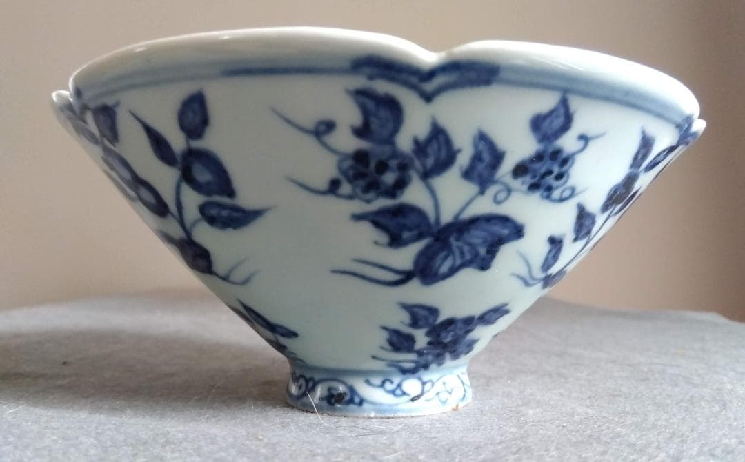 【Salvia Shop出品】中國古陶磁器　大明宣徳年製　青花四季六輪鉢