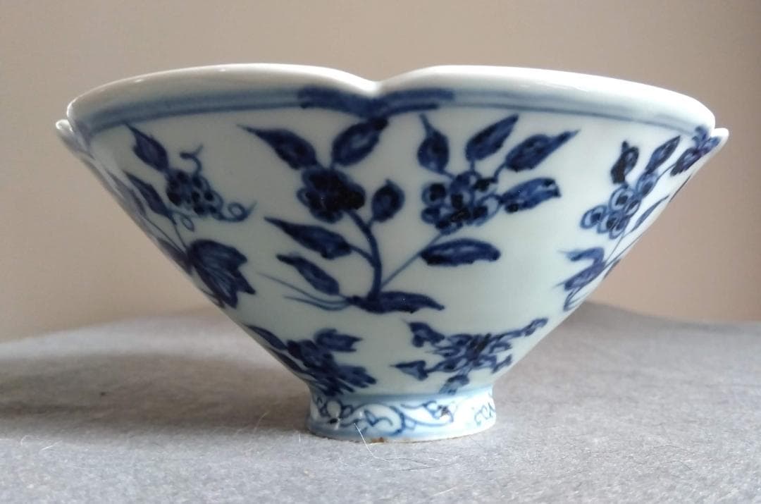 【Salvia Shop出品】中國古陶磁器　大明宣徳年製　青花四季六輪鉢