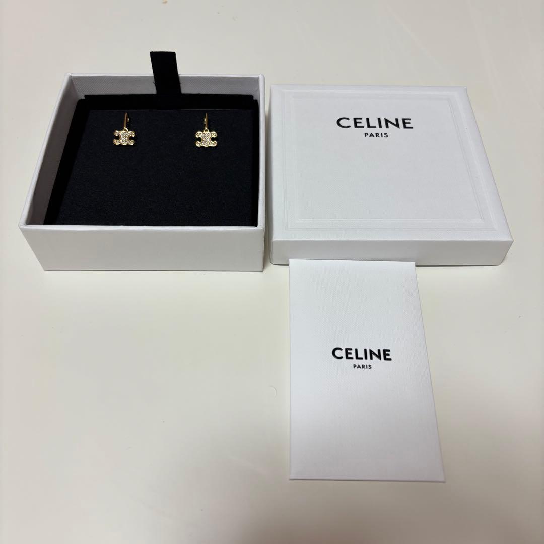 CELINE セリーヌ トリオンフピアス ラインストーンピアス ゴールド
