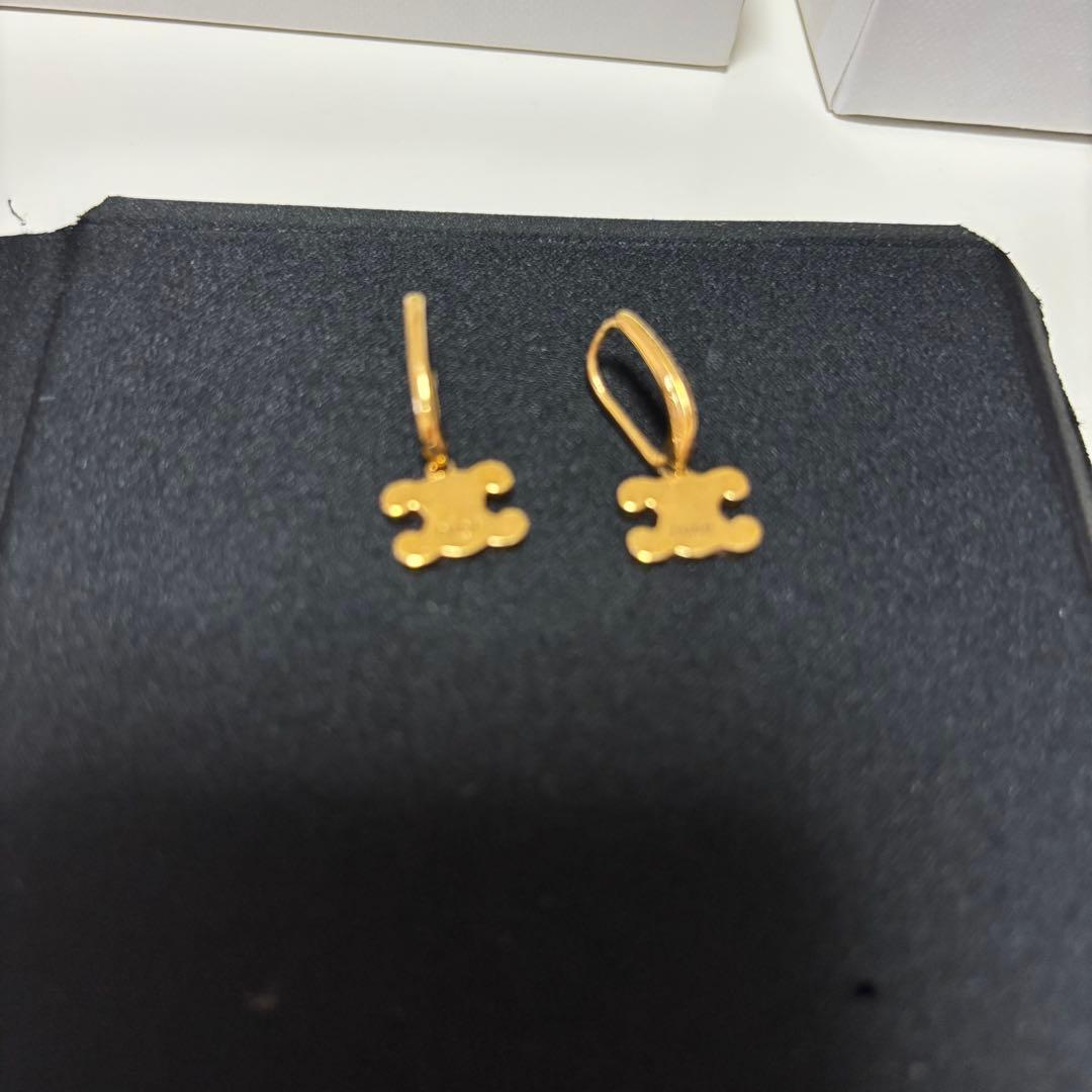 CELINE セリーヌ トリオンフピアス ラインストーンピアス ゴールド