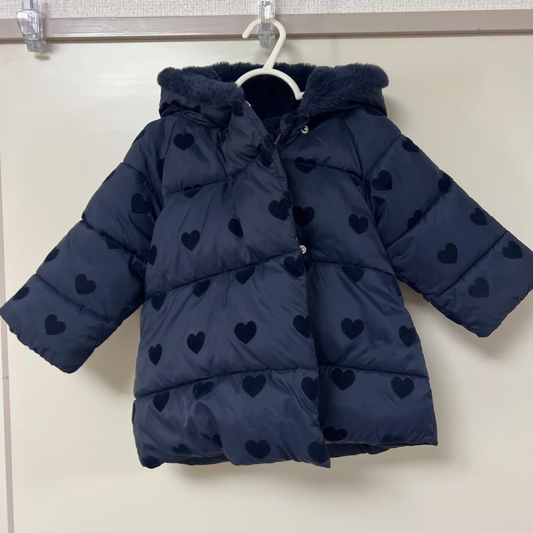 jacadi ダウンコート　ネイビー　ハート　ジャカディ81センチ