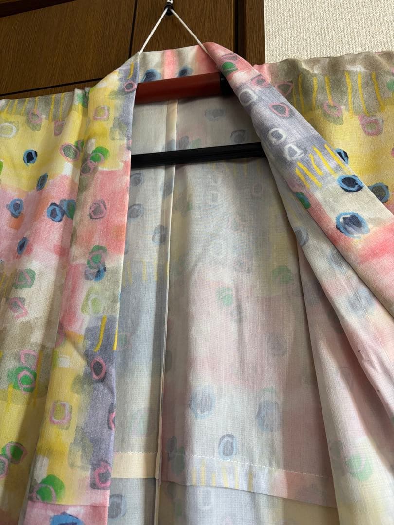 セオアルファ 浴衣　単衣　夏着物　水彩柄　裄68