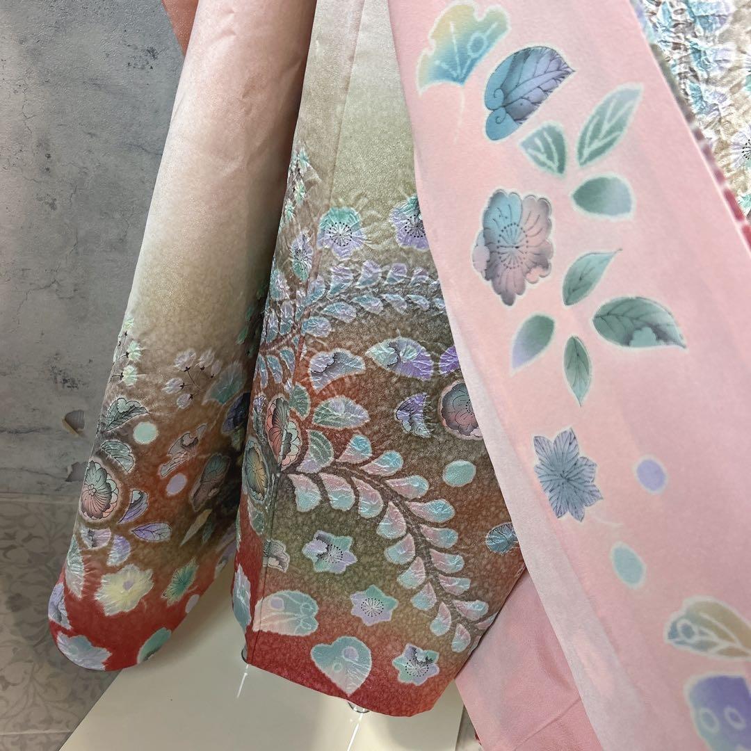 振袖　フルセット　辻が花　正絹　絞り　作家物　華やか　成人式　ピンク
