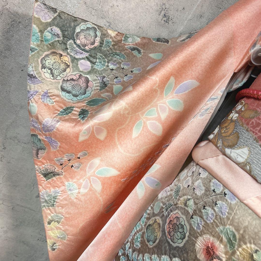 振袖　フルセット　辻が花　正絹　絞り　作家物　華やか　成人式　ピンク