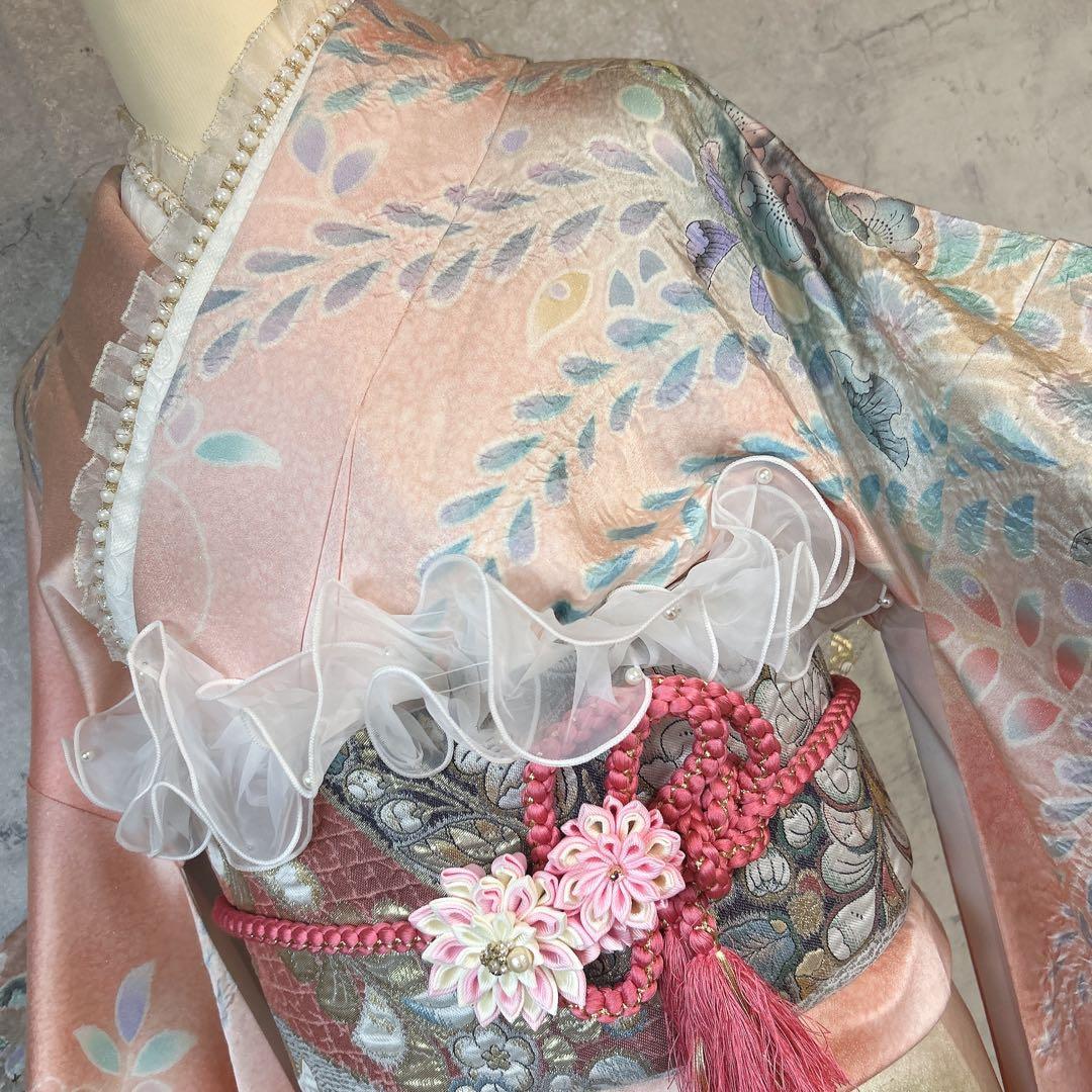 振袖　フルセット　辻が花　正絹　絞り　作家物　華やか　成人式　ピンク