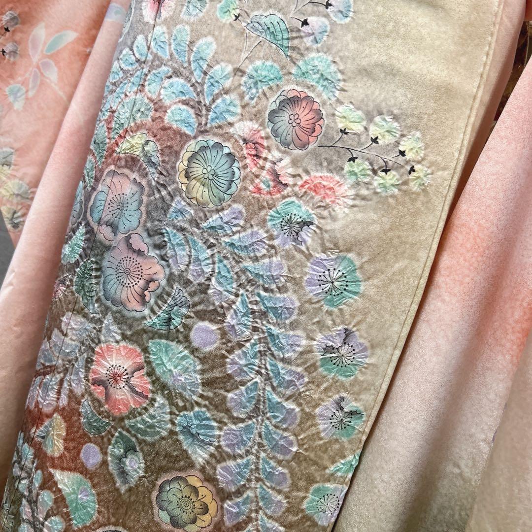 振袖　フルセット　辻が花　正絹　絞り　作家物　華やか　成人式　ピンク