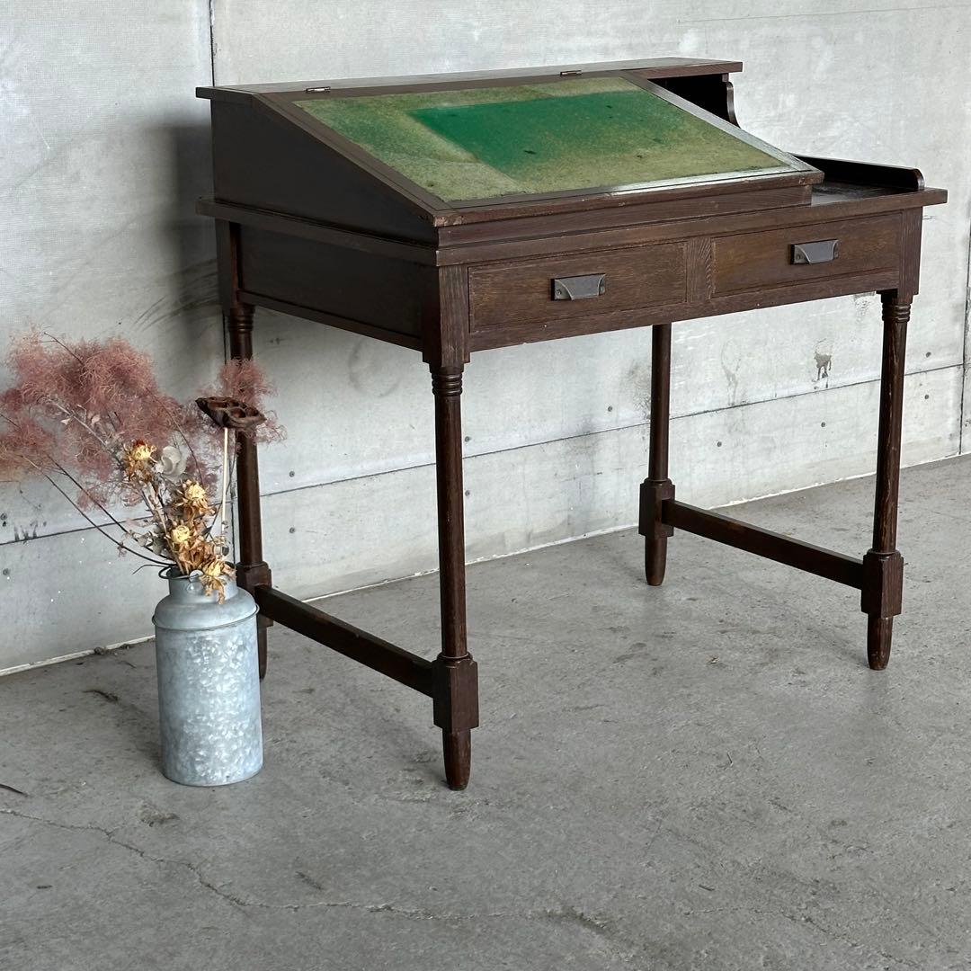 ✦昭和レトロ✦ アンティーク 製図机 ドラフティングデスク 木製 ライティング