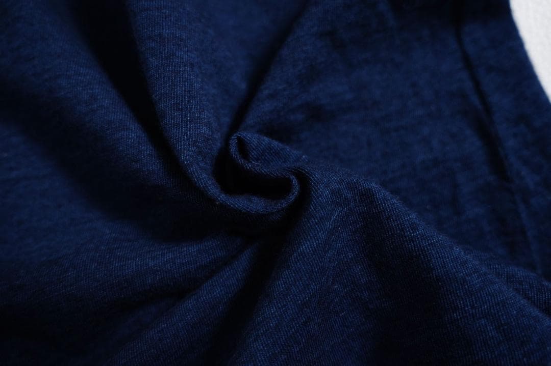 45R ハケ目カットワーク×天竺のキャミソール（インディゴ）.