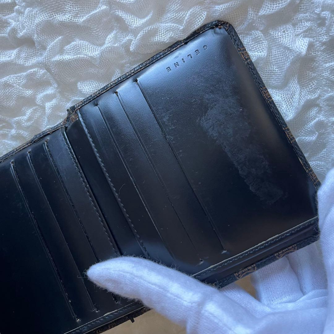 Old CELINE オールドセリーヌ 折り財布 がま口 黒マカダム ブラック